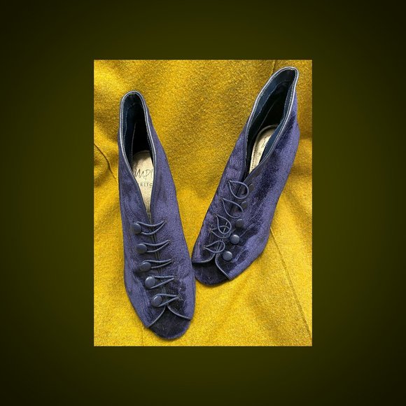 Impo Electric Blue Crush Velvet Peep Toe Ankle Booties - Picture 1 of 5